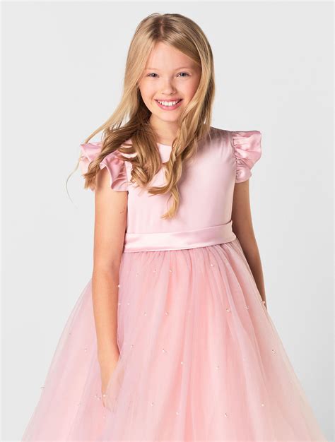 Girls pink party dress | Pink flower girls dress | Roco | Rhea