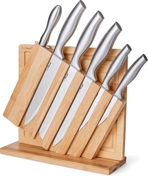 Amazon.com: EatNeat Kitchen Knife Block Set - 8 Piece Stainless Steel ...
