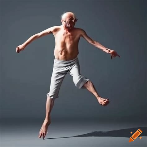 Skinny old man dancing on Craiyon