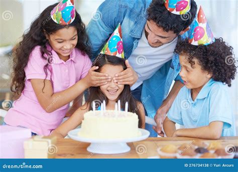 Shes Getting A Birthday Surprise. A Girl Covering Her Friends Eyes At ...