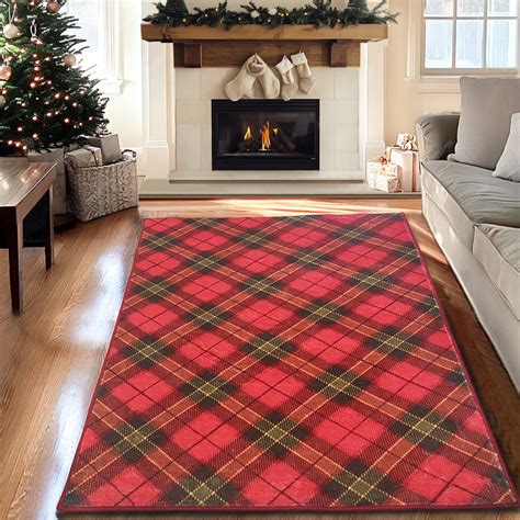 Christmas Area Rugs 4x6 Machine Washable High Traffic Xmas Door Mat Non ...