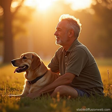 Man in the Sun with Dog | Stable Diffusion Online
