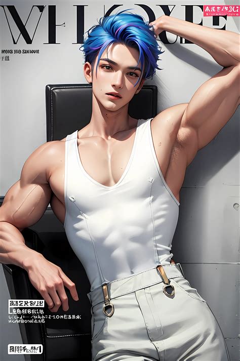muscle men，White vest，overalls - SeaArt AI