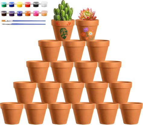 Realure 20 Pcs Tiny Terracotta Plant Pots for Succulents, 4.5x4 cm ...