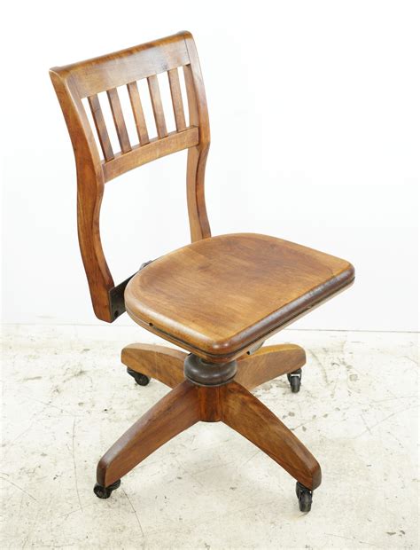 Antique Adjustable Height Wooden Desk Chair w Casters For Sale at 1stDibs