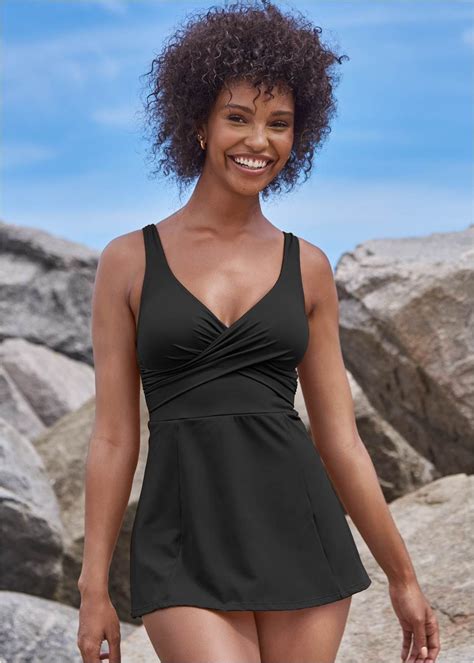 Caress Swim Dress Swimsuit in Cobalt & Black | VENUS | Swim dress ...