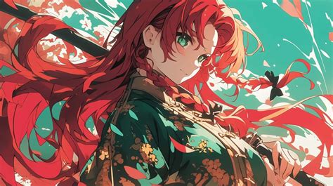 Download Vibrant Red Haired Anime Character Wallpaper | Wallpapers.com