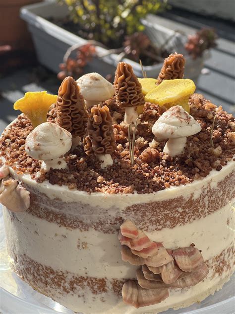 candy cap cake with coffee buttercream mushrooms : r/Baking