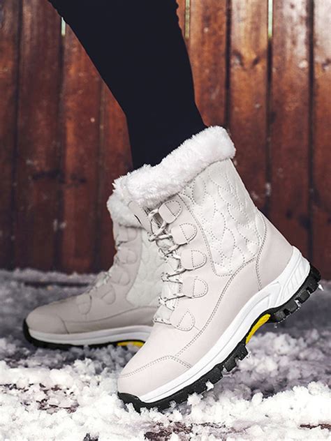 SIMANLAN Women's Winter Snow Boots, Mid-Calf Waterproof Hiking Boots ...