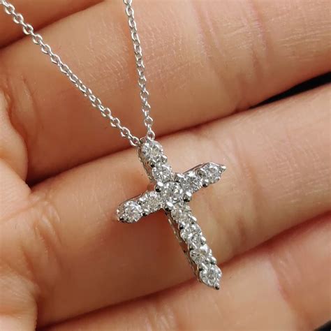 Plain White Gold Cross Necklace