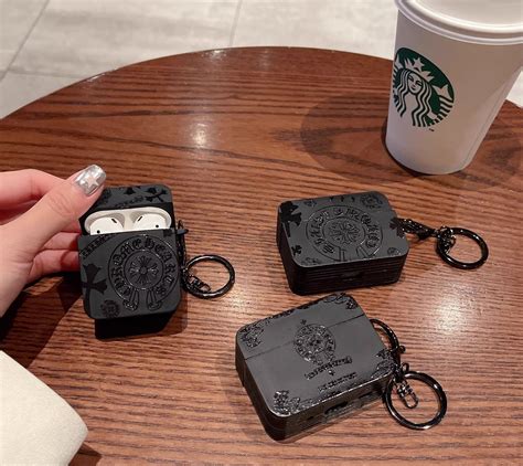 Black Chrome Hearts Airpods Case, Gothic Cross Print Air Pod Cases ...