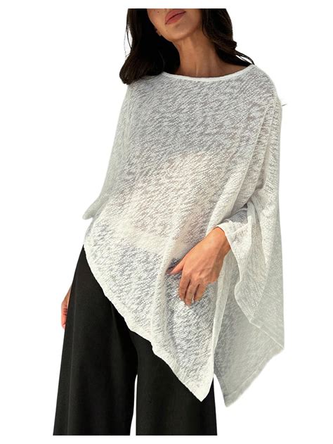 MakeMeChic Ponchos for Women Sheer Poncho Shawl Wraps Fall Sweaters ...