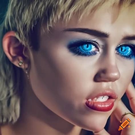Portrait of miley cyrus with striking blue eyes on Craiyon