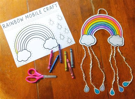 Rainbow Mobile Printable Craft, Indoor Preschool Activity, Kids ...