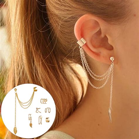 SPRING PARK 5Pcs/Set or 7Pcs/Set Fashion Women Ear Cuff Earrings Non ...