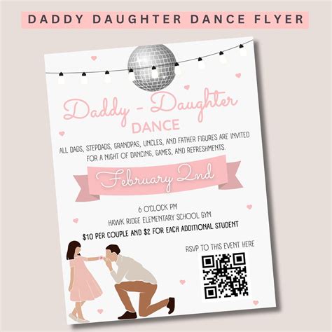 Editable Daddy Daughter Dance, School Dance Flyer, Daddy Daughter Event ...