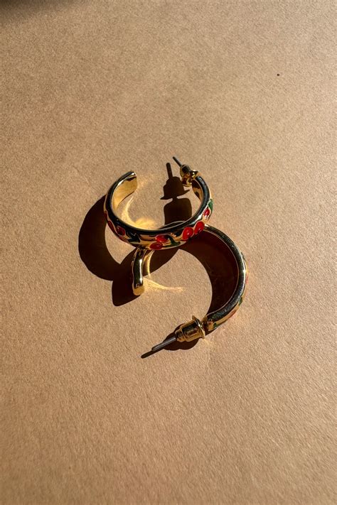 Dana Gold Cherry Hoop Earrings - Lizard Thicket