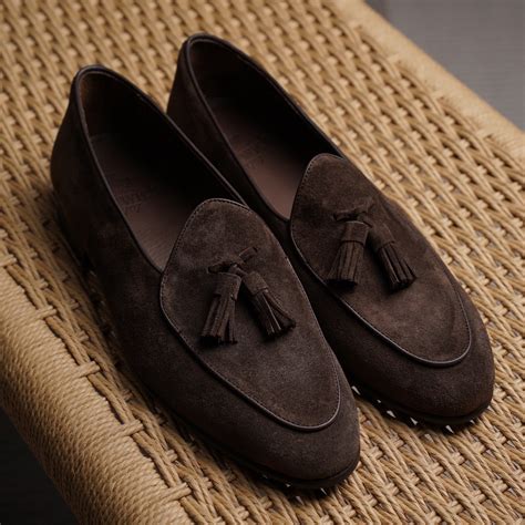 Berwick Belgian Tassel Loafer - Dark Brown Suede – Mehra