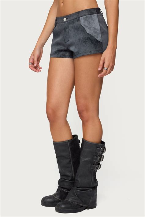 Rhiley Contrast Faux Suede Micro Shorts – edikted