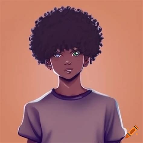 Anime character with a stylish afro hairstyle on Craiyon