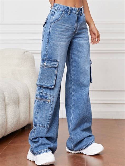 Blue cargo wide pants - 27 | Jeans outfit women, Pants for women, Clothes