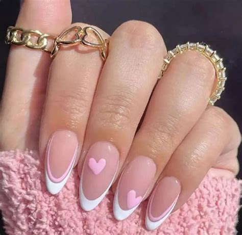 24pcs Light Pink French Manicure & HEARTS Artificial Finger - Etsy ...