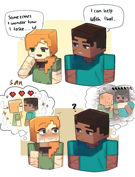steve and alex (minecraft) drawn by teachiisan | Danbooru