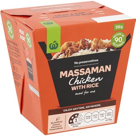 Calories in Woolworths Chicken Massaman With Jasmine Rice Calorie ...