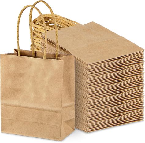 SPERPAND 50Pcs Kraft Paper Bags Mini Size - 6.5" Small Brown Paper Gift ...