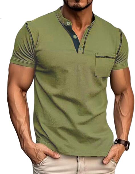 Amazon.com: Aulemen Men's Henley Shirts Short Sleeve Casual Lightweight ...