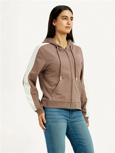 Women's Solid Brown Hooded Sweatshirt – Levis India Store
