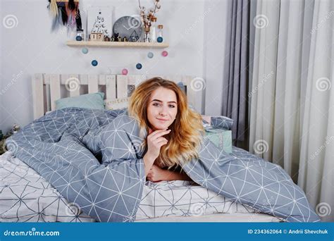 Naked blonde model on bed stock photo. Image of pretty - 234362064