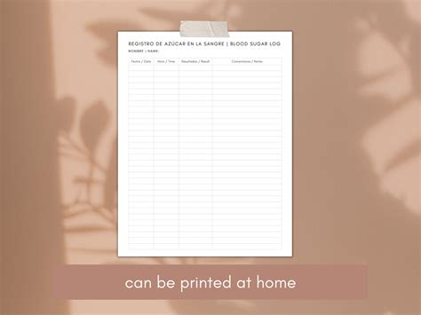 Spanish-english Bilingual Blood Sugar/glucose Log | Printable PDF ...
