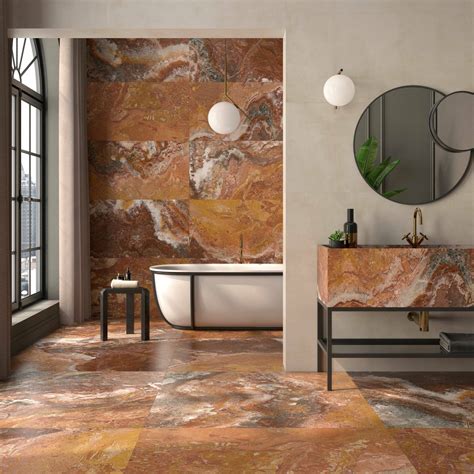 Volcanic Red Marble Effect Matt Porcelain Tile | Tile Mountain