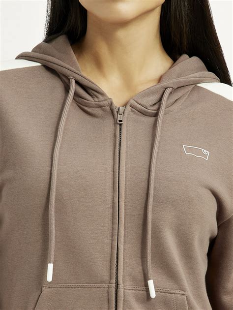 Women's Solid Brown Hooded Sweatshirt – Levis India Store