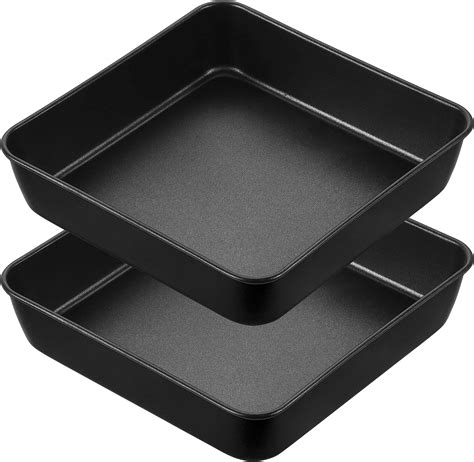 Amazon.com: Lainballow 4 Pcs 8x8 Square Cake Pan, Carbon Steel Brownie ...