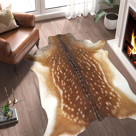 Amazon.com: Deer Rug Deer Hide Rug Cow Print Rug Faux Cow Hide Rugs 4 ...