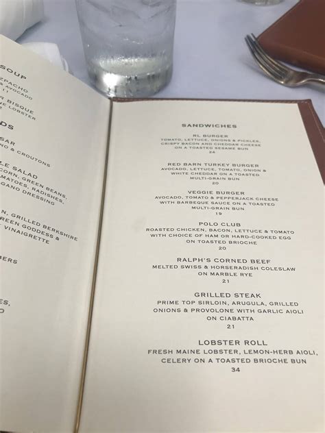 Menu at RL Restaurant, Chicago, 115 E Chicago Ave