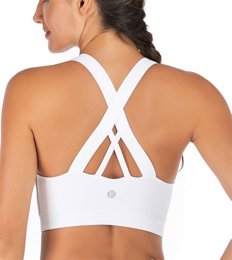 RUNNING GIRL Sports Bra for Women, Criss-Cross Back Padded Strappy ...