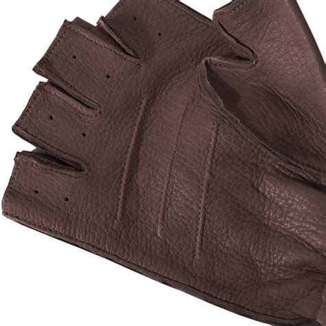 Fingerless Leather Gloves Brown
