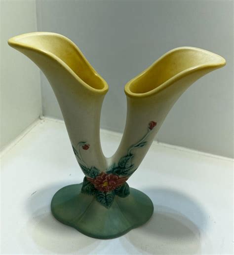 Vintage Hull Pottery Woodland Double Cornucopia Calla Lily Vase ...