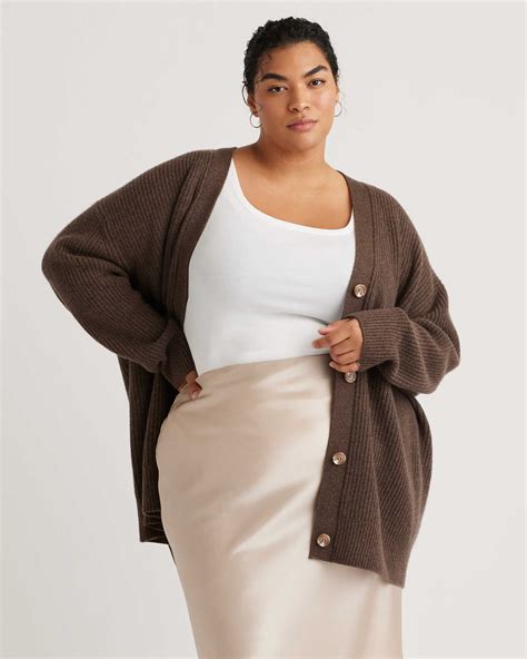 Mongolian Cashmere Oversized Boyfriend Cardigan Sweater - Plus Size
