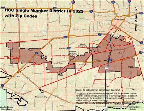Single Member District IV Map with zip codes | Houston City College ...