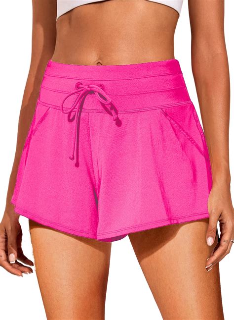 SHEWIN Swim Shorts for Women Waistband Tankini Bottoms Swimming Bathing ...