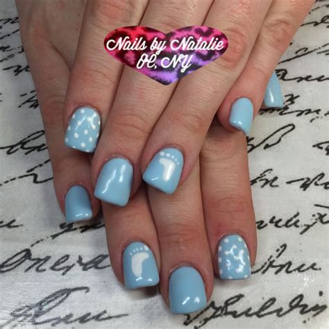 Gel nail designs: baby shower themed using Gelish, CND Brisa overlay ...