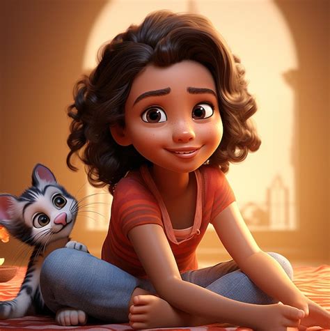 Premium Photo | A girl with a cat on her lap is laying on the floor ...