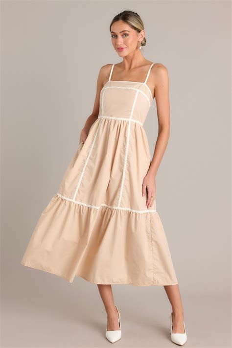 Beige Square Neck Maxi Dress - Maxi Dresses | Red Dress