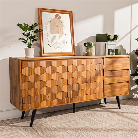 Amazon.com - Bme Sideboard Georgina Solid Wood 2 Doors & 3 Drawers, 61 ...