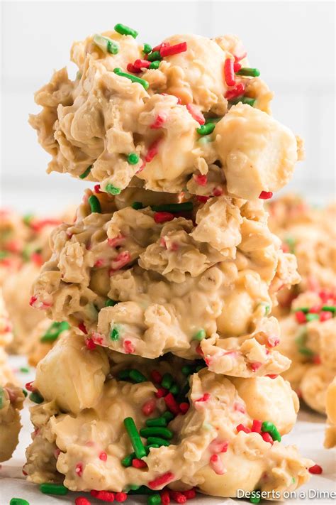 Christmas No Bake Cookies - Desserts on a Dime