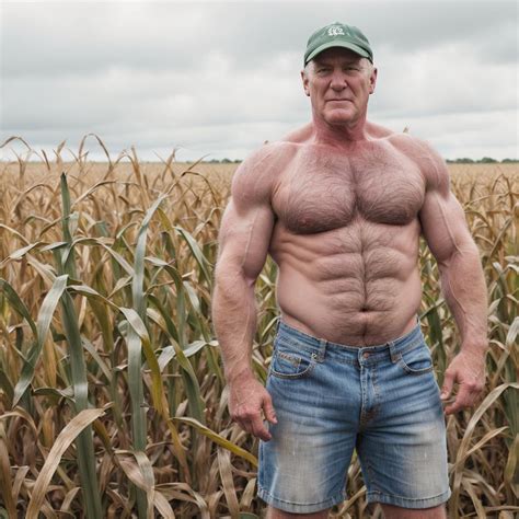 Farmer Ken Shirtless Muscle Daddy Farm Cornfield : r/HairybearMuscleDaddy
